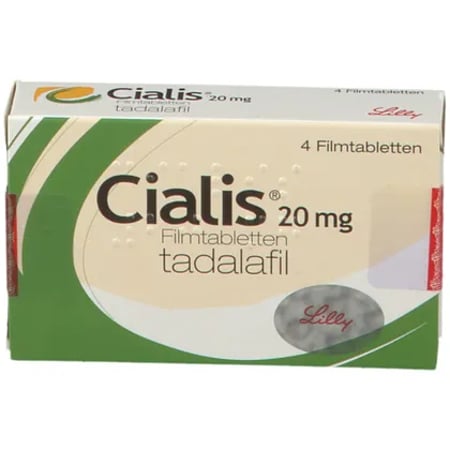 Packung Cialis 20 mg mit 4 Filmtabletten von Lilly